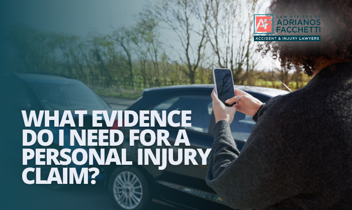 Personal injury evidence including medical records, bills, photos of accident injuries, police reports, and proof of lost income