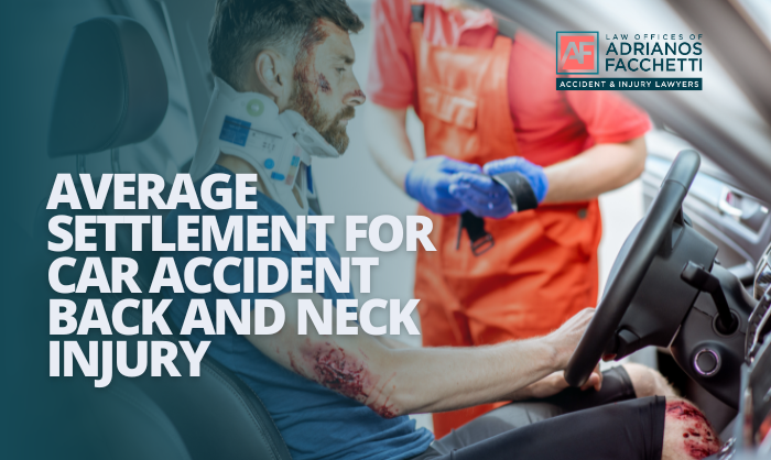 Injured man with neck brace receiving medical attention after car accident, representing average settlement for back and neck injuries