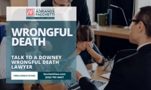 Downey wrongful death lawyer meeting with a grieving family in an office for a free consultation