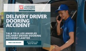 Los Angeles Delivery Driver Dooring Accident Lawyer Los Angeles Delivery Driver Dooring Accident Lawyer Helping Injured Delivery Driver Exiting Vehicle After Car Door Crash