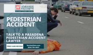 Adrianos Facchetti, Pasadena pedestrian accident lawyer, reviewing an injured pedestrian's crosswalk accident claim in Los Angeles County.