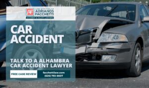 Alhambra Car Accident Lawyer Two Damaged Vehicles After A Car Accident At A Busy Intersection In Alhambra, California