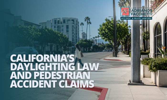 A vehicle parked close to a crosswalk on a Los Angeles residential street, illustrating the sightline obstruction that California's daylighting law under AB 413 is designed to prevent.