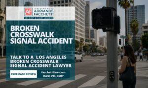 A Malfunctioning Or Dark Pedestrian Crosswalk Signal At A Los Angeles Urban Intersection, Illustrating The Broken Signal Malfunction And Government Liability Issues Discussed On This Page.