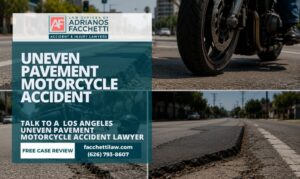 A Raised Asphalt Patch Or Uneven Pavement Surface On A Los Angeles Urban Road, Illustrating The Pavement Defect And Motorcycle Hazard Conditions Discussed On This Page.