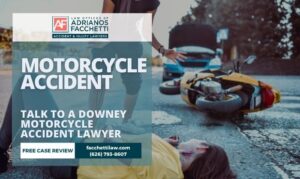 Motorcyclist Riding On A Roadway In Downey, California, Representing Motorcycle Accident Injury Claims And Legal Help After A Crash.