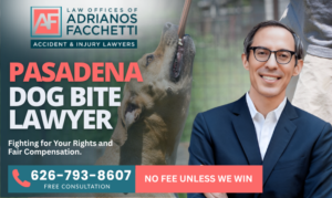 Pasadena Dog Bite Lawyer Pasadena Dog Bite Lawyer Featured Image Showing A Dog Bite Incident With Attorney Adrianos Facchetti And A Free Consultation Offer.