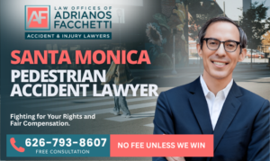 Santa Monica Pedestrian Accident Lawyer Santa Monica Pedestrian Accident Lawyer Featured Image With Attorney Adrianos Facchetti, A Pedestrian Crosswalk Scene, And Free Consultation Information.