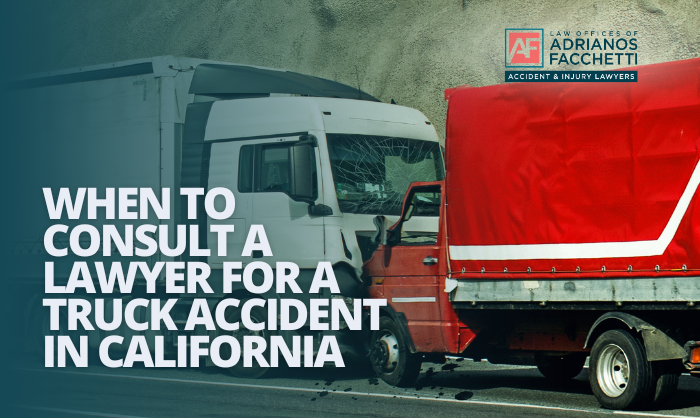 Semi truck accident in California for a blog about when to consult a truck accident lawyer